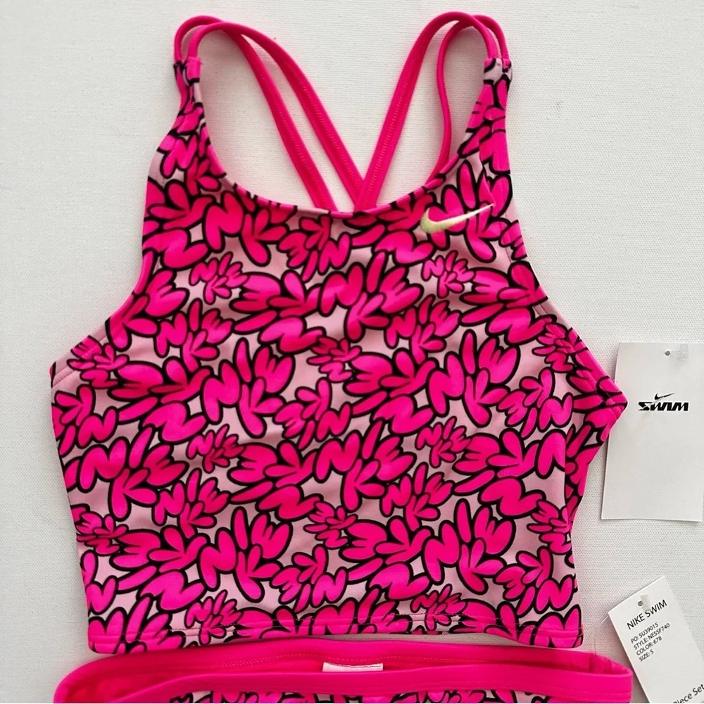 Nike Hot Pink Logo Tankini Set Size S Girls